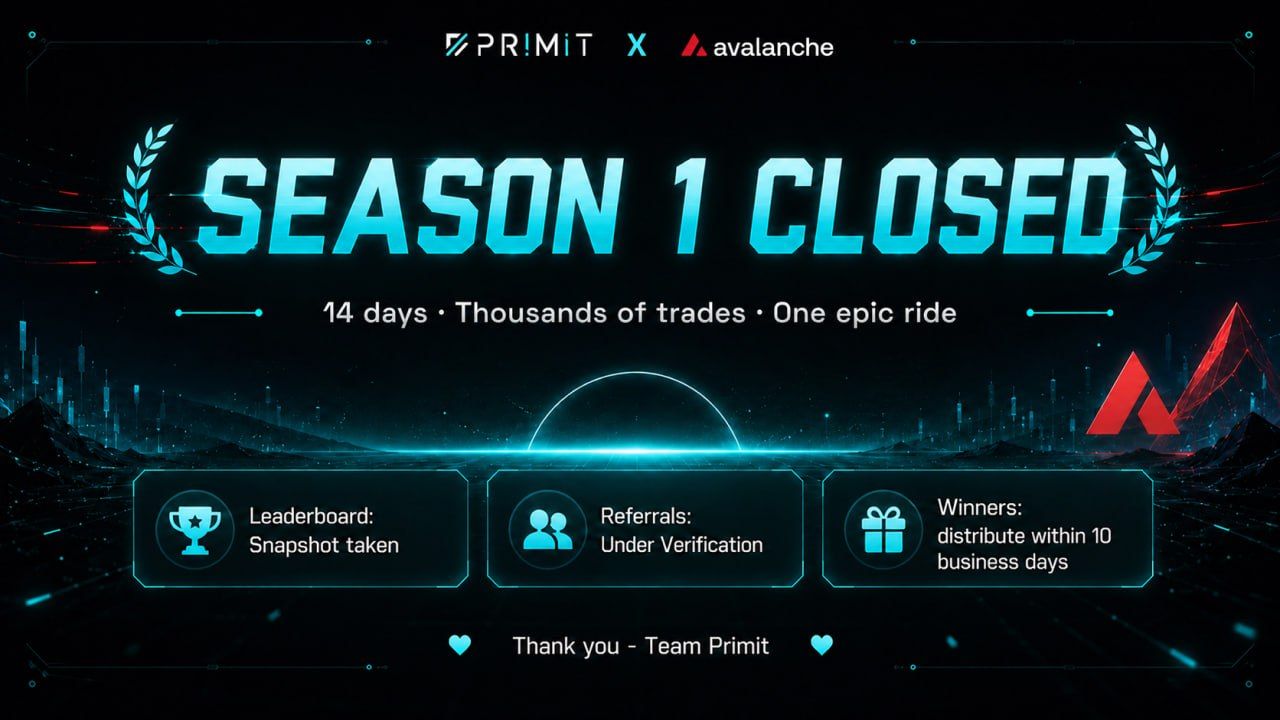 Primit تختتم حملة التداول لموسمها الأول على شبكة Avalanche