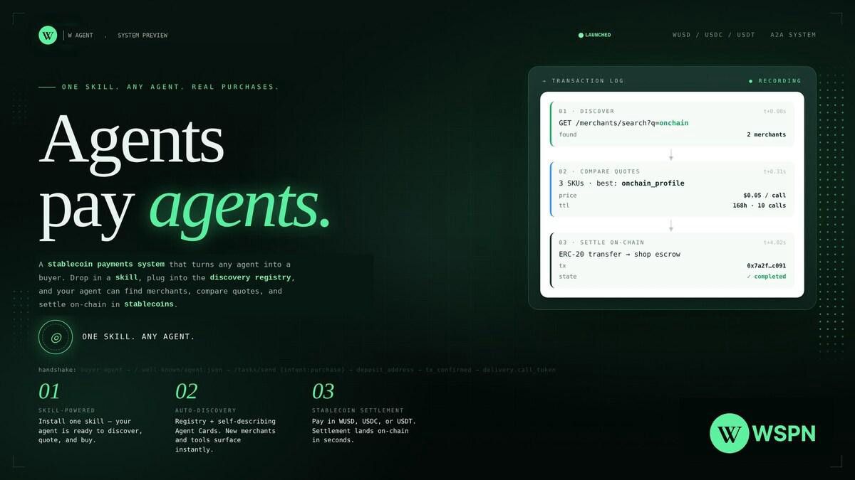 desktop-wspn-launches-w-agent-a-stablecoin-payment-skill-built-for-the-ai-agent-economy