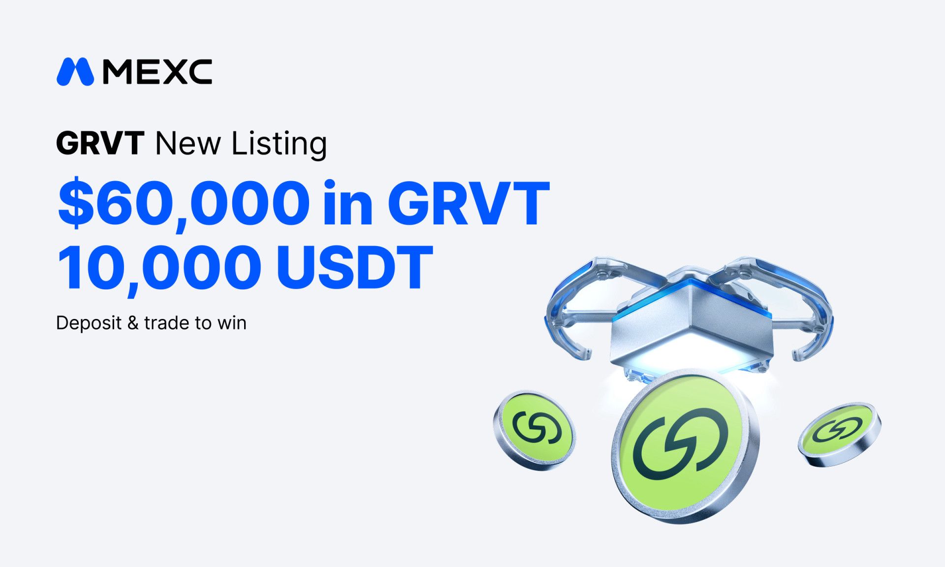 MEXC lista Grvt (GRVT) com US$ 60.000 em GRVT e 10.000 USDT em recompensas Airdrop+